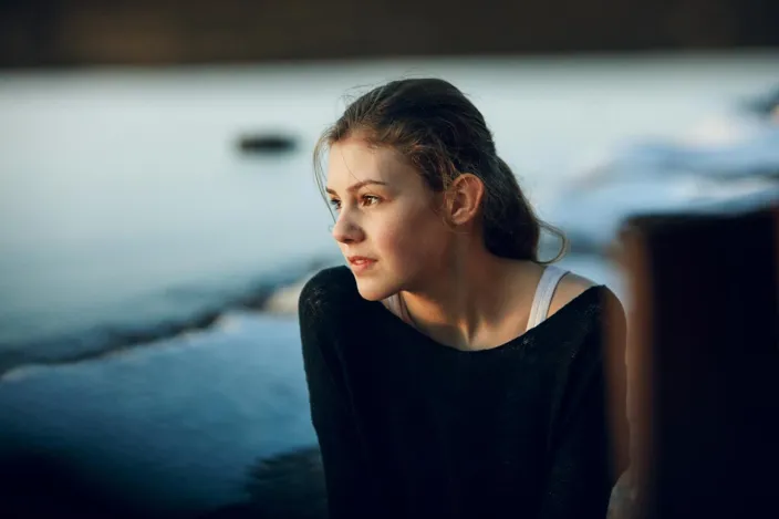 Teenage girl looking away