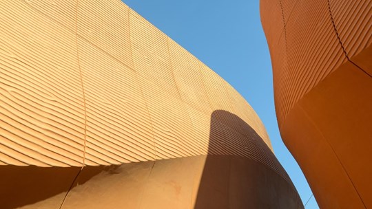 MILAN, ITALY-OCTOBER 07, 2015: the modern architecture of the United Arab Emirates pavillion at EXPO 2015, designed by Foster and partners, in Milan.