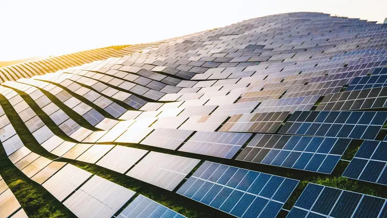 field of solar panels
