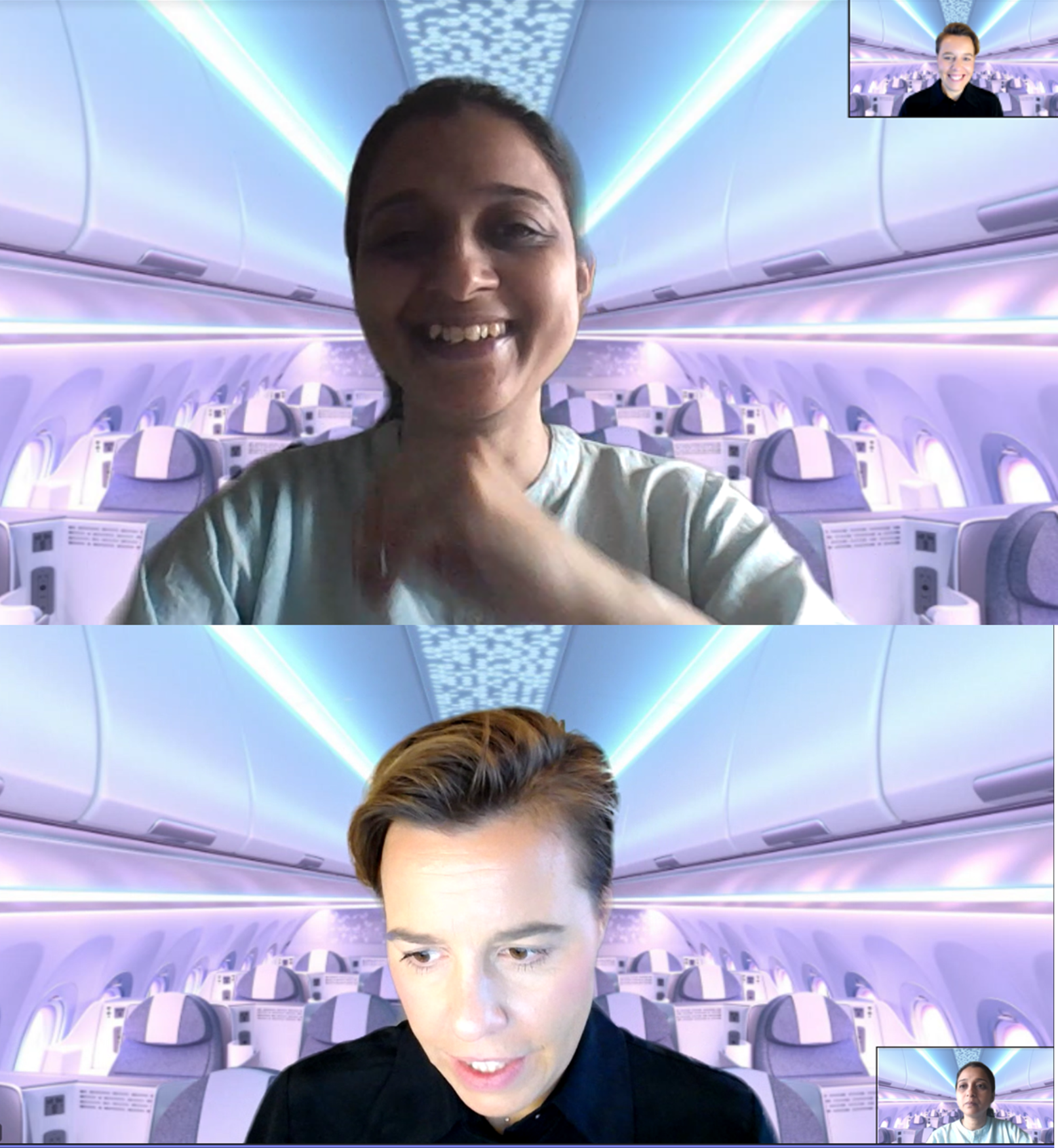 On the airplane virtually. 